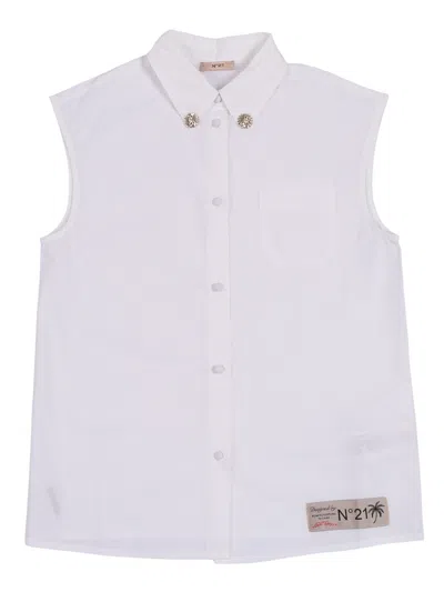 N°21 N21 Kids Logo Patch Sleeveless Shirt In Blue