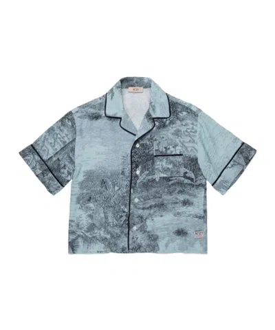 N°21 N21 Kids Printed Short-sleeve Shirt In Gray