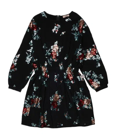 N°21 Kids' Sequin-floral Dress In Black