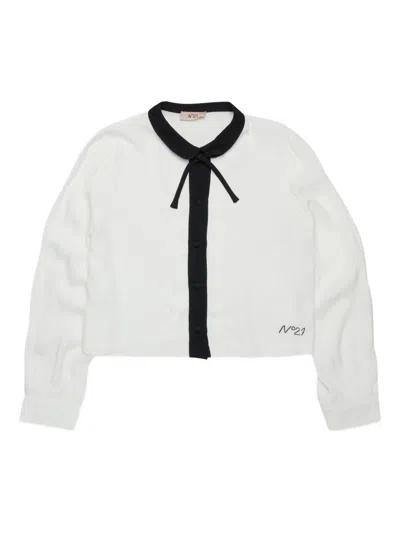 N°21 Nº21 Kids Shirt With Bow Tie In White