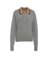 N°21 Knit Pullover With Polo Collar And Contrasting Cuffs In Gray