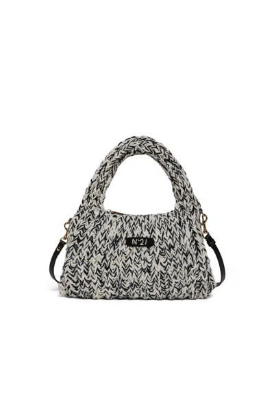 N°21 Kids' Knitted Cross-body Bag In Black