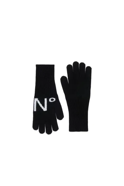 N°21 Knitted Gloves With Logo In Black