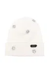 N°21 Crystal-embellished Beanie In White