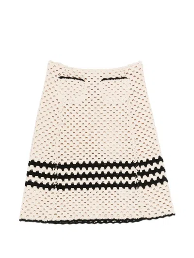 N°21 Knitted-construction Stripe-detail Skirt In Neutral
