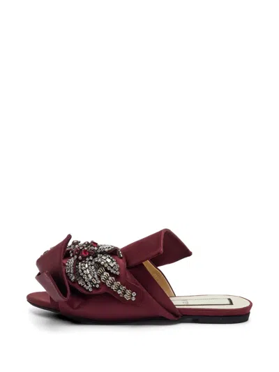 Pre-owned N°21 Knot Crystal-embellished Mules In Red