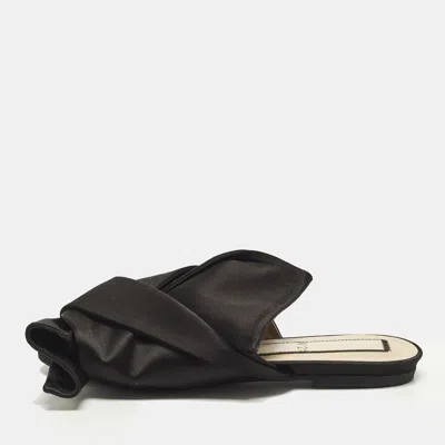 Pre-owned N°21 Knot Size 37 Black Satin Flat Slides
