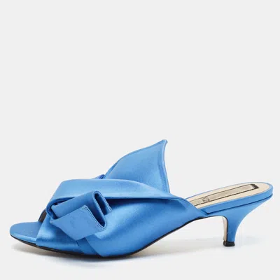 Pre-owned N°21 Knot Size 39 Blue Satin Mules