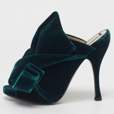 Pre-owned N°21 Knot Size 39 Green Velvet Mules