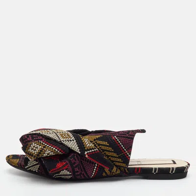 Pre-owned N°21 Knot Size 41 Black Embroidered Suede Flat Slide Sandals