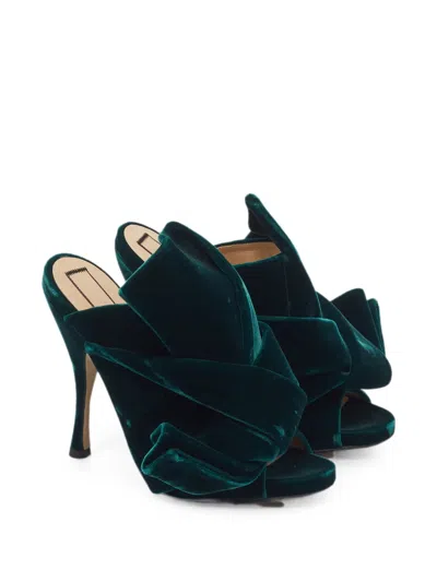 Pre-owned N°21 Knot Velvet Sandals In Green