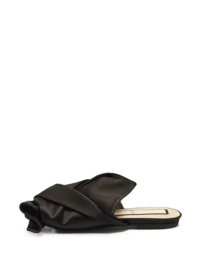 Pre-owned N°21 Knot-detail Flat Sandals In Black