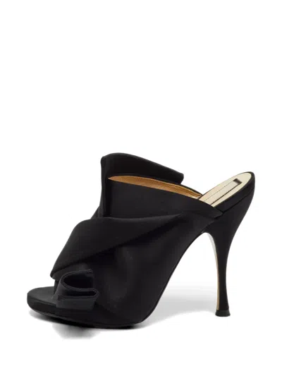 Pre-owned N°21 Knotted Peep-toe Mules In Black