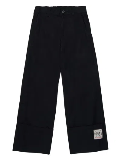 N°21 Kids' Label-detail Trousers In Black