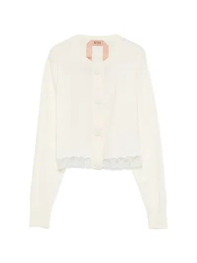 N°21 Lace Cardigan In White