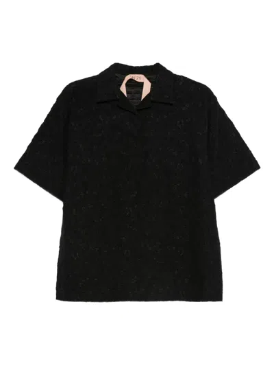 N°21 Lace-embellishment Polo Top In Black