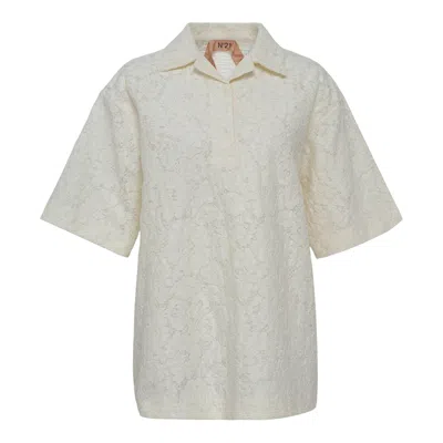 N°21 Lace Over Size Polo In Multi