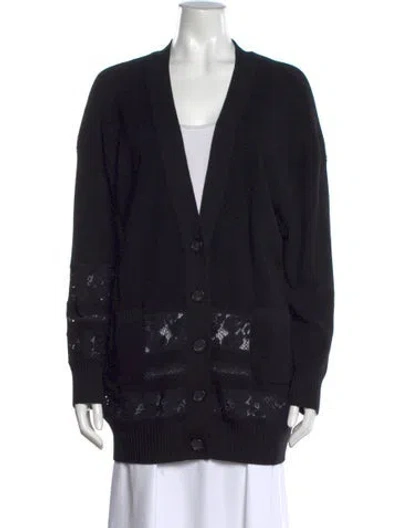 Pre-owned N°21 Lace Pattern V-neck Sweater In Black