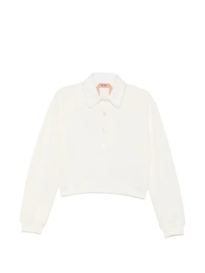 N°21 Lace-collar Sweatshirt In White