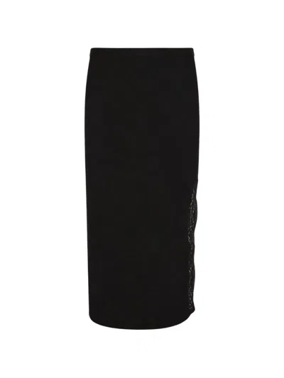 N°21 Lace-panelled Knit Skirt In Black