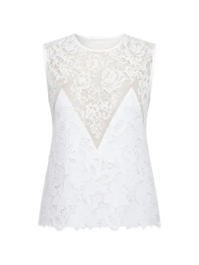 N°21 Lace-panelled Sleeveless Top In White