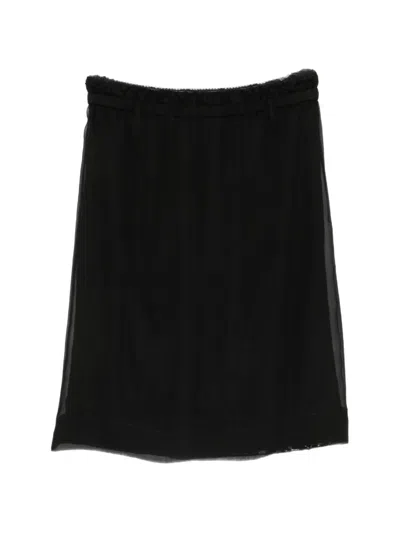 N°21 Lace-trim Elasticated Mid Skirt In Black