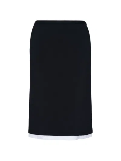 N°21 Layered-trim Knitted Skirt In Black