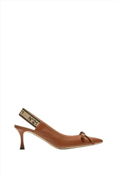 N°21 Leather Slingback Pumps In Brown
