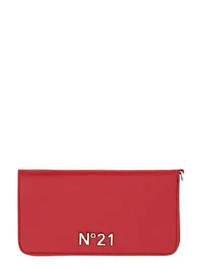 N°21 Leather Wallet With Logo In Red