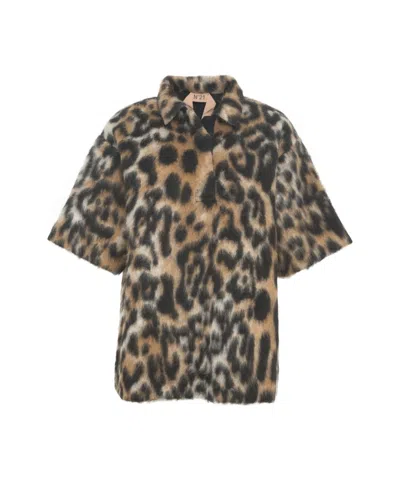 N°21 LEO-PRINT POLO WITH CLASSIC COLLAR AND PLUSH TEXTURE