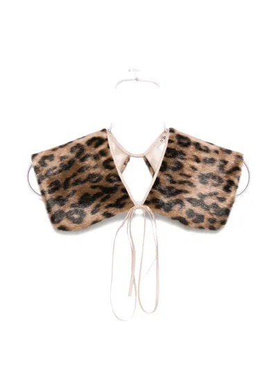 N°21 Leopard-print Faux-fur Collar In Orange