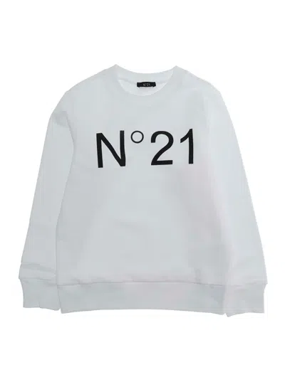 N°21 Kids' Nº21 Logo Crewneck Sweatshirt In White