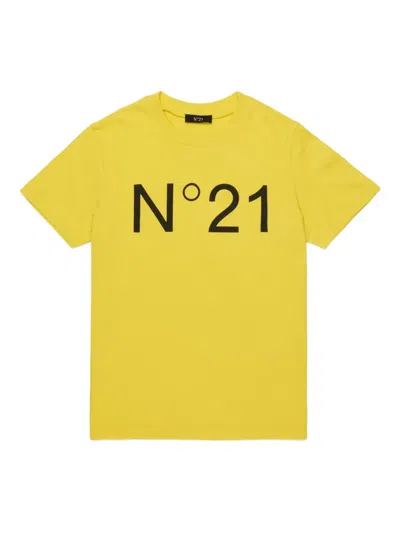 N°21 Kids' Logo-detail T-shirt In Yellow