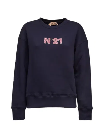 N°21 Logo Embellished Sweatshirt In Blue