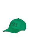 N°21 Logo-embroidered Baseball Cap In Green