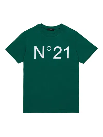 N°21 Kids' Logo Jersey T-shirt In Green