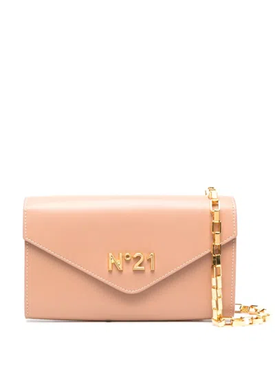 N°21 Logo-lettering Leather Shoulder Bag In Neutrals