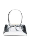 N°21 Rectangular Metallic Shoulder Bag With Top Handles In Silver