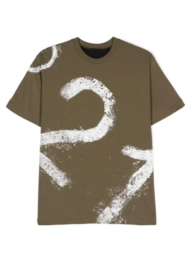 N°21 Kids' T-shirt Mit Logo-print In Grün