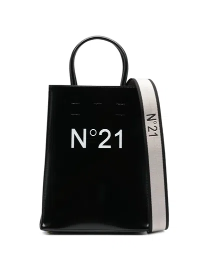 N°21 Logo-print Leather Tote Bag In Black