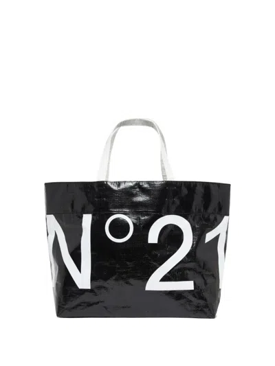 N°21 Kids' Logo-print Tote Bag In Blue
