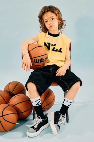 N°21 Kids' Logo Shorts With Cargo Pockets In Blue