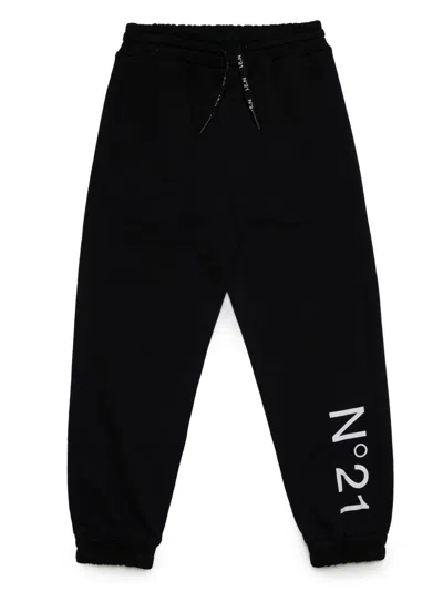 N°21 Kids' Logo Sports Pants In Black
