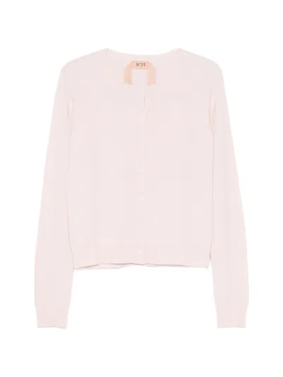 N°21 Logo-embroidered Button-up Cardigan In Pink