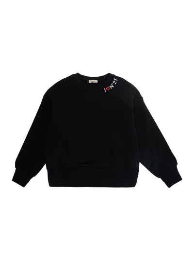 N°21 Nº21 Logo-embroidered Cotton Sweatshirt In Black