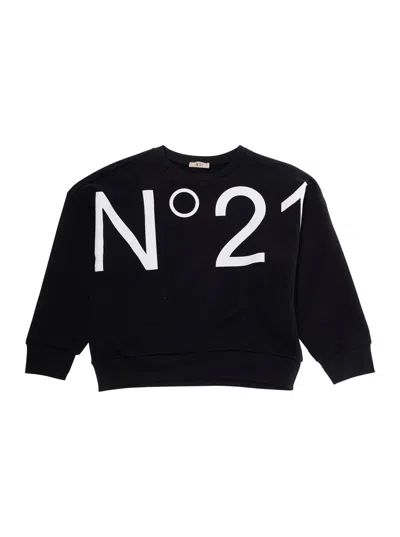 N°21 Nº21 Logo-embroidered Crewneck Sweatshirt In Black
