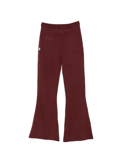N°21 Kids' Logo-embroidered Flared Trousers In Burgundy