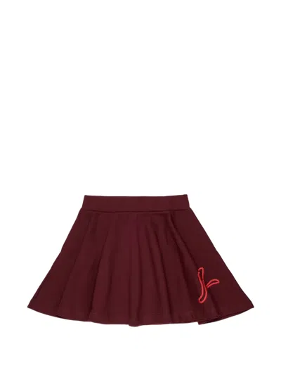 N°21 Kids' Logo-embroidered Pleated Mini Skirt In Burgundy