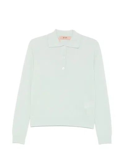 N°21 Logo-embroidered Polo Top In Green