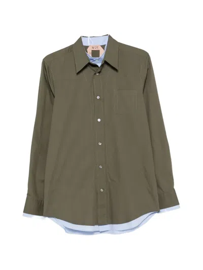 N°21 Logo-embroidered Shirt In Green
